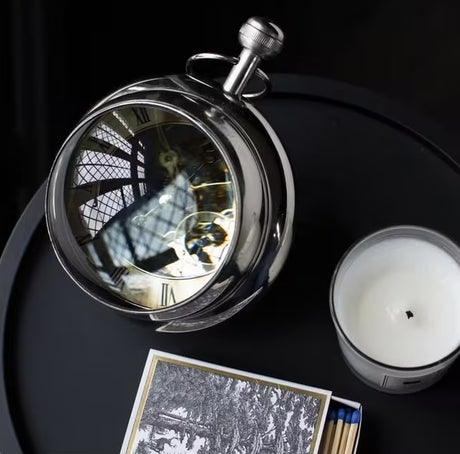 Libra Interiors Large Roman Numeral Orb Paperweight Clock - Nickel/Brass