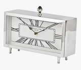 Libra Nebolo Classic Roman Numeral Rectangular Desk Mantel Clock - Nickel