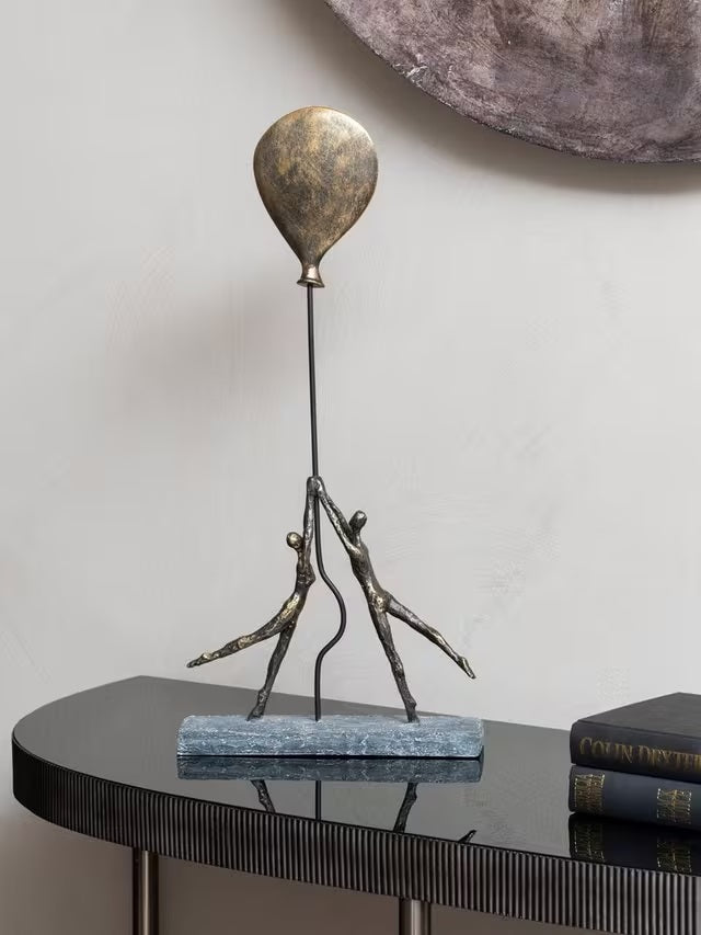Libra Interiors Couple with Balloon Decorative Sculpture - Antique Bronze