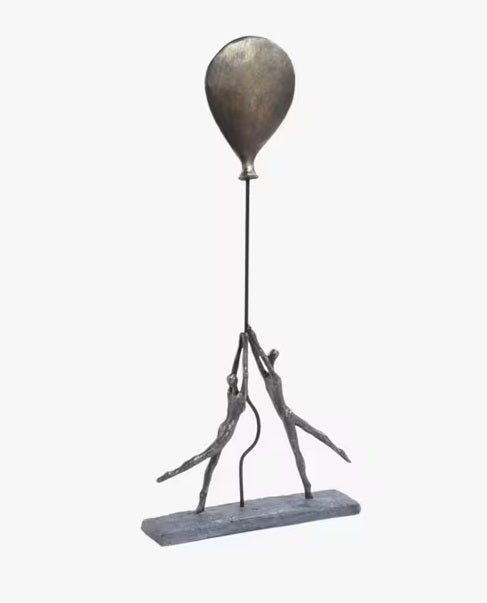 Libra Interiors Couple with Balloon Decorative Sculpture - Antique Bronze
