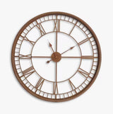 Libra Interiors Skeleton Roman Numeral 80cm Round Wall Clock - Antique Rust - Kazoop 