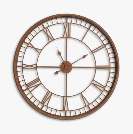 Libra Interiors Skeleton Roman Numeral 80cm Round Wall Clock - Antique Rust - Kazoop 