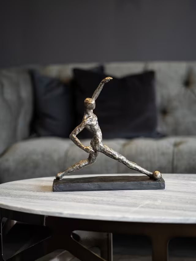 Libra Interiors Football Player Resin Sculpture 13.2 x 34cm - Black/Bronze