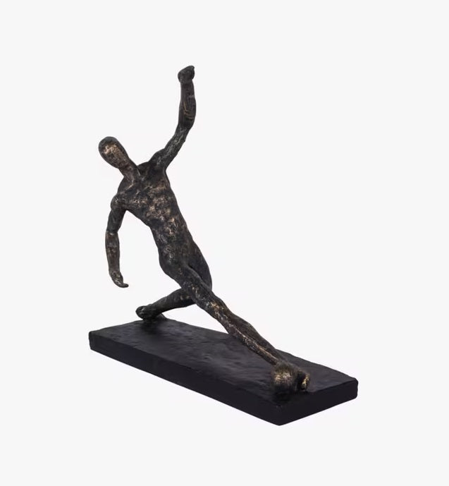 Libra Interiors Football Player Resin Sculpture 13.2 x 34cm - Black/Bronze