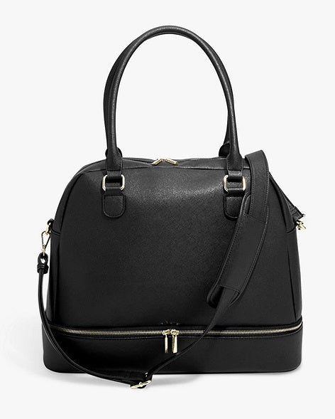 Stackers Plain Organisation Laptop Women's Faux Leather Handbag - Black - Kazoop 
