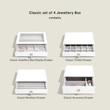Stackers Glass Lid 4 Drawer Classic Jewellery Box Organiser - White - Kazoop 