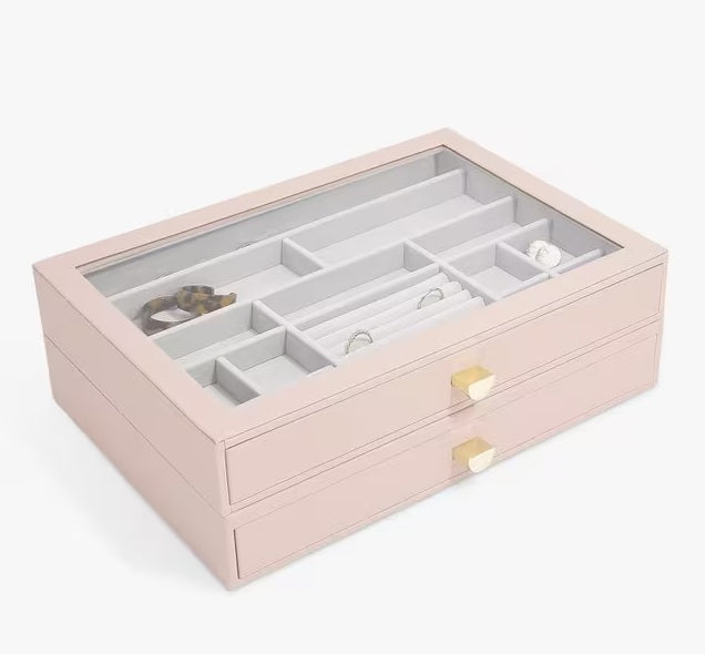 Stackers Jewellery Box Supersize Charm Display Drawers Set of 2 - Pink