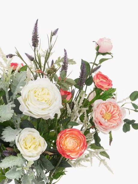 Floralsilk Artificial Rose & Ranunculus in Glass Vase H64cm - Pink/White