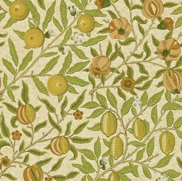 Morris & Co. WR8048/2 Fruit Floral Wallpaper L10m x W52cm - Green/Tan