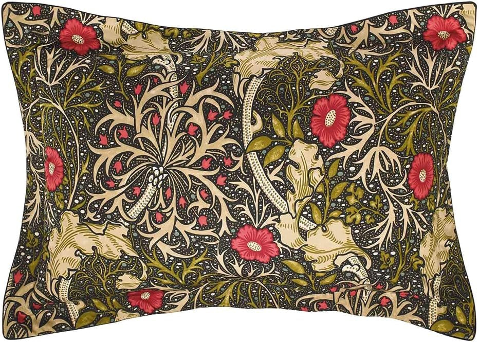 Morris & Co. Seaweed Floral Black/Multi Cotton Duvet Cover Set - King Size