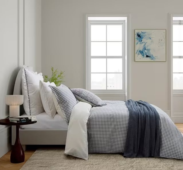 Bedeck of Belfast Mallory Gingham Navy Cotton Duvet Cover Set - Super King