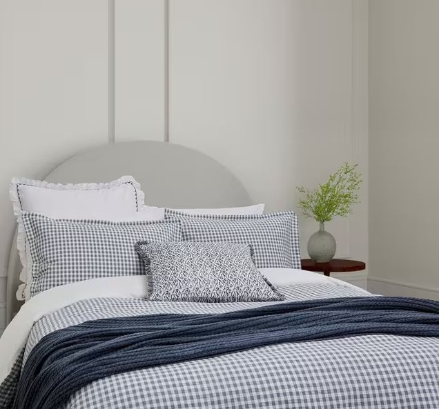 Bedeck of Belfast Mallory Gingham Navy Cotton Duvet Cover Set - Super King
