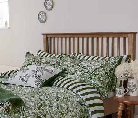 Burleigh x Bedeck Hibiscus Green Stripe Cotton Duvet Cover Set - Super King