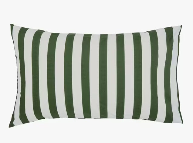 Burleigh x Bedeck Hibiscus Green Stripe Cotton Duvet Cover Set - Super King