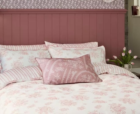 Burleigh x Bedeck Asiatic Floral Cotton Mid Pink Duvet Cover Set - Double - Kazoop 
