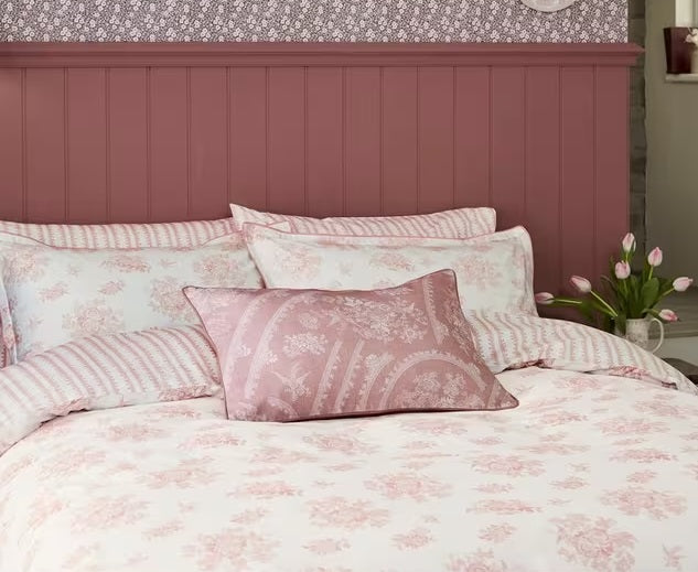 Burleigh x Bedeck Asiatic Cotton Bedding Super King Duvet Cover - Mid Pink