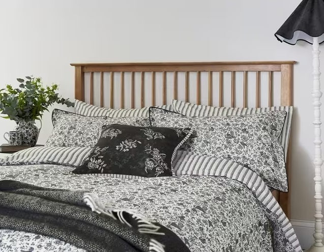 Burleigh x Bedeck Regal Peacock Cotton Percale Grey Duvet Cover Set - King - Kazoop 