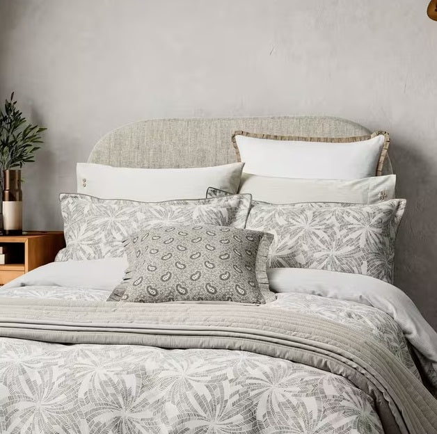Bedeck of Belfast Cora Cotton Sateen King Size Duvet Cover Set - Light Grey - Kazoop 