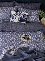 Burleigh x Bedeck Decorative Fringed Soft Wool Throw 170 x 130cm - Blue