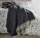 Burleigh x Bedeck Soft Fringed Wool Throw 170 x 130cm - Charcoal - Kazoop 