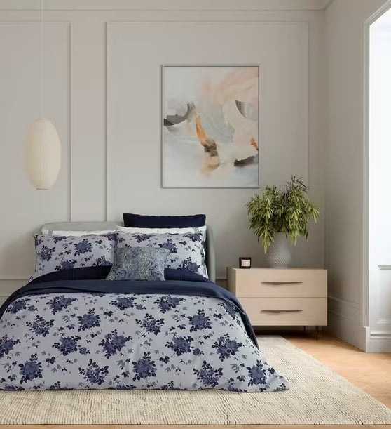 Bedeck of Belfast Freya Cotton Blend Midnight Blue Duvet Cover Set - Double