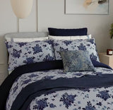 Bedeck of Belfast Freya Cotton Blend Midnight Blue Duvet Cover Set - Double