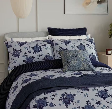 Bedeck of Belfast Freya Cotton Blend Midnight Blue Duvet Cover Set - Double