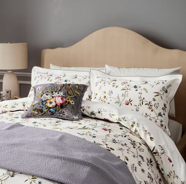 V&A Kilburn Floral Cotton Sateen King Size Duvet Cover Set - Multi/White