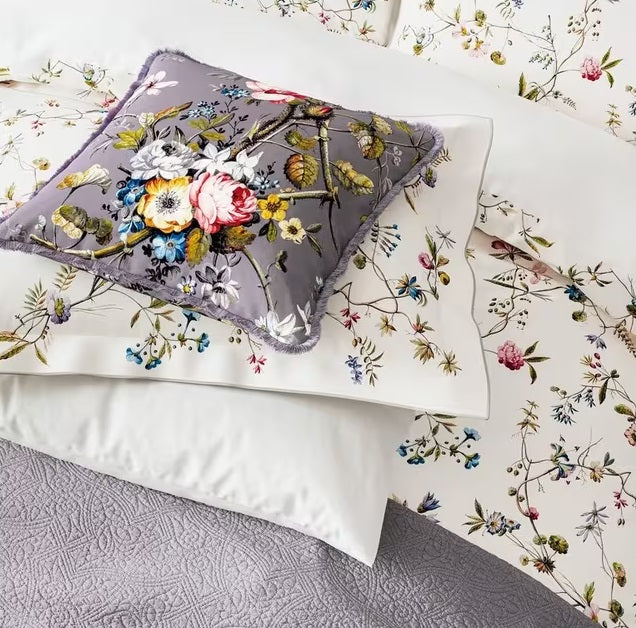 V&A Kilburn Floral Cotton Sateen King Size Duvet Cover Set - Multi/White