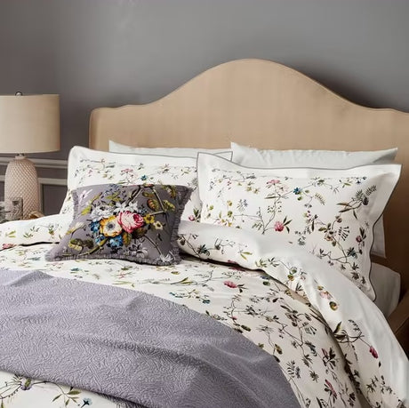 V&A Kilburn Floral Super King Size Cotton Duvet Cover Set - Multi/White