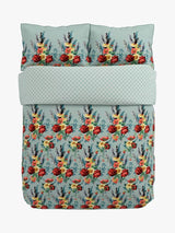 V&A Botanical Harmony Cotton Duvet Cover Set - Blue Teal -  Super King