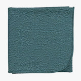 V&A Botanical Harmony Decorative Cotton Throw L220 x W170cm - Blue Teal - Kazoop 