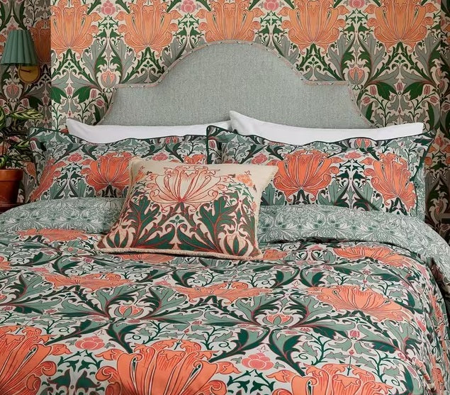 Morris & Co. Helena Multicoloured 220TC Cotton Duvet Cover Set - Super King