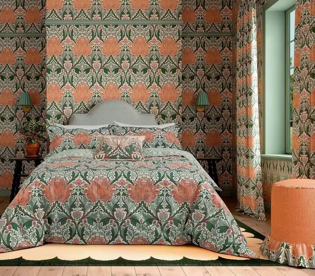 Morris & Co. Helena Multicoloured 220TC Cotton Duvet Cover Set - Super King