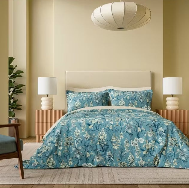Harlequin Kalina Blue/Multi Floral Cotton Sateen Duvet Cover Set - King Size