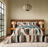 Harlequin Torillo Cotton King Duvet Cover - Black Earth/Cornflower/Walnut