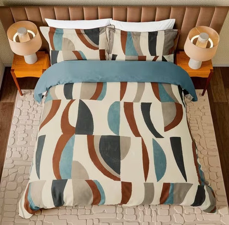 Harlequin Torillo Cotton King Duvet Cover - Black Earth/Cornflower/Walnut