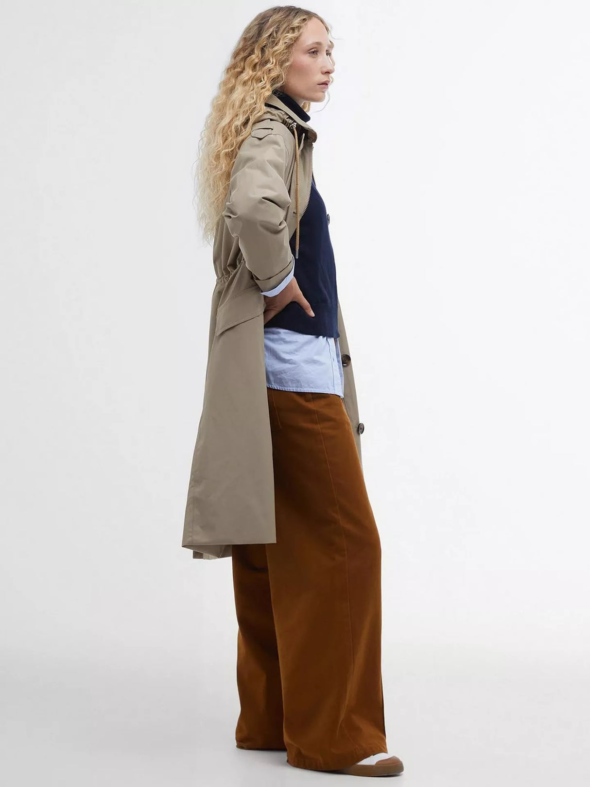 Barbour Fearne Knee Length Waterproof Jacket - Trench/Sky Tartan - UK 12