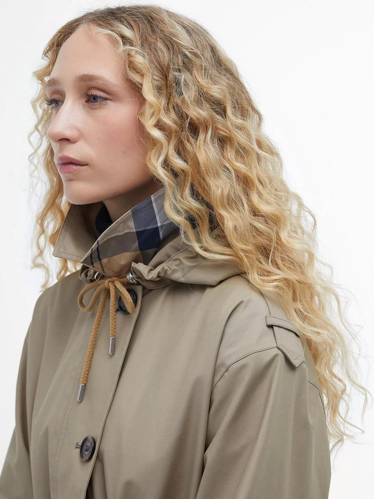 Barbour Fearne Knee Length Waterproof Jacket - Trench/Sky Tartan - UK 12