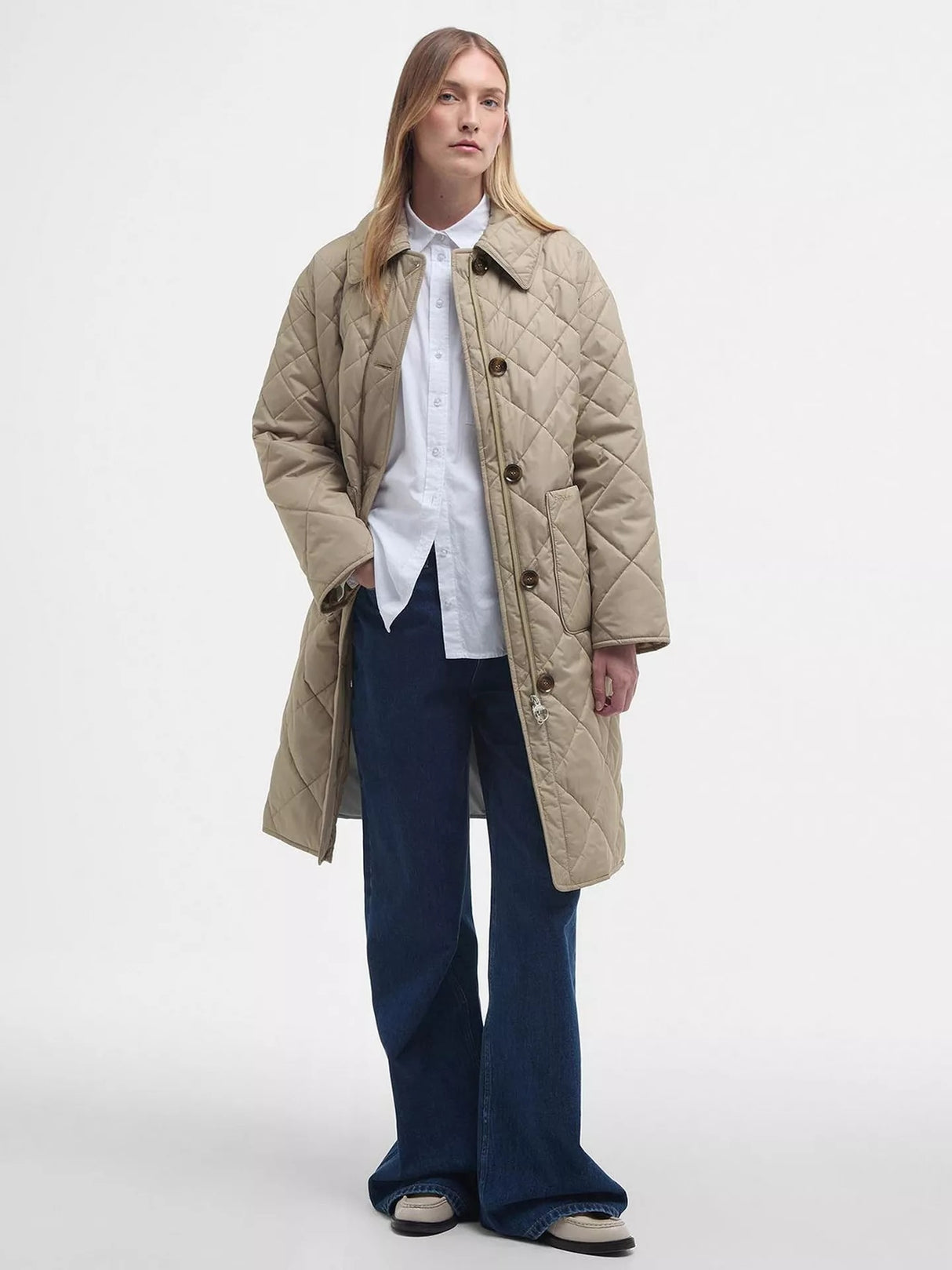 Barbour Women's Cassandra Classic Quilted Jacket - Trench/Sky Tartan - UK 8