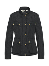 Barbour International Womens Halsey Quilted Jacket - Black/Black - Size 14