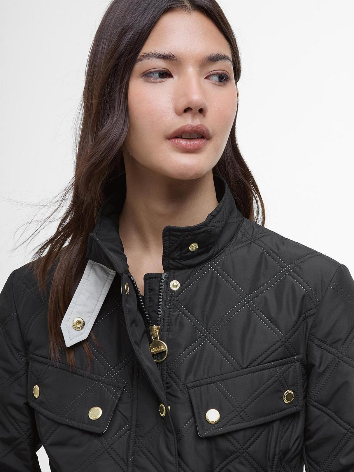 Barbour International Womens Halsey Quilted Jacket - Black/Black - Size 14