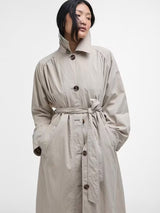 Barbour Garbo Women's Showerproof Button Trench Coat - Light Beige - UK 12