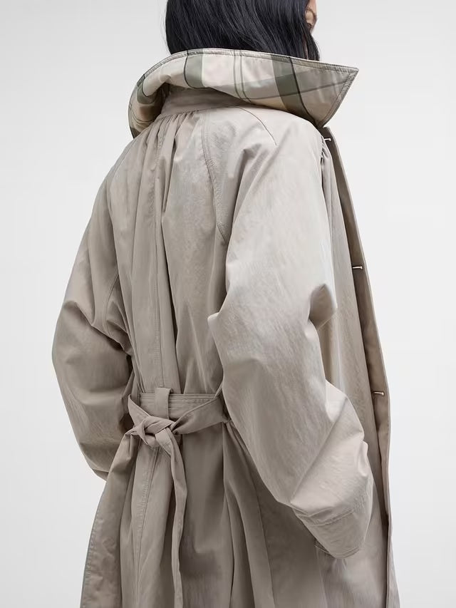 Barbour Garbo Women's Showerproof Button Trench Coat - Light Beige - UK 12