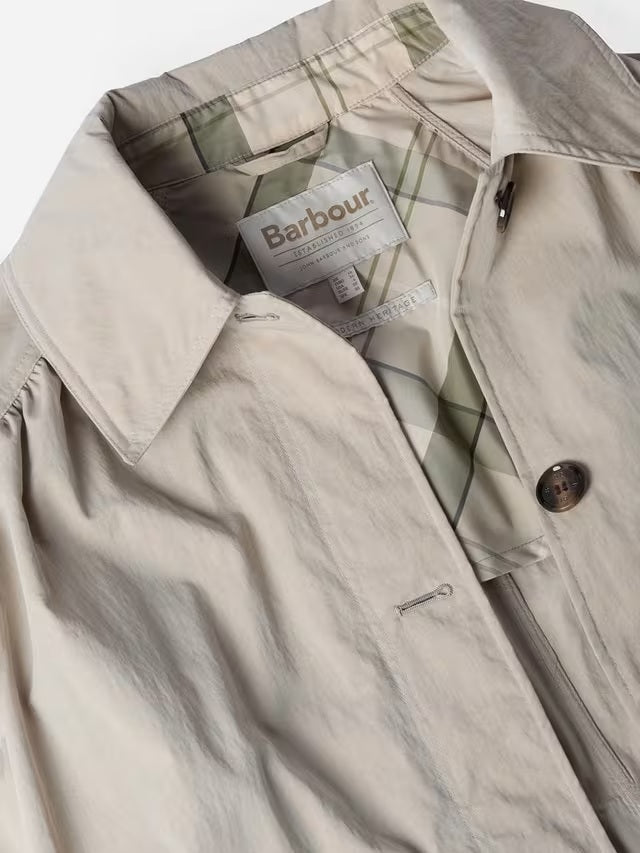 Barbour Garbo Women's Showerproof Button Trench Coat - Light Beige - UK 12