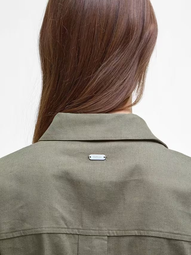 Barbour Women's Nicole Utility Button Midi Shirt Dress - Dusky Green - UK 10