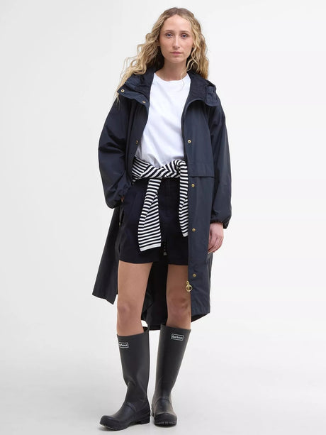 Barbour Naboo Women's Knee Length Showerproof Jacket - Dark Navy - UK 16