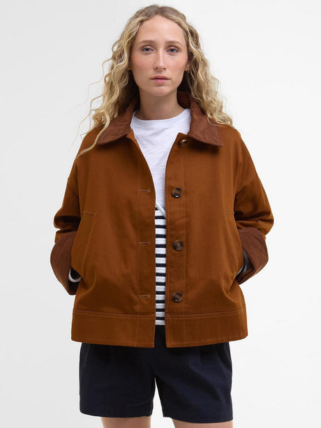 Barbour Abbey Womens Cotton Regular Casual Jacket - Rust Brown - Size 8