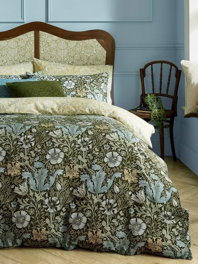 William Morris At Home Compton Green Cotton Sateen Duvet Cover Set - King