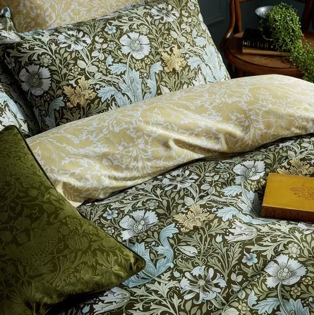 William Morris At Home Compton Green Cotton Sateen Duvet Cover Set - King